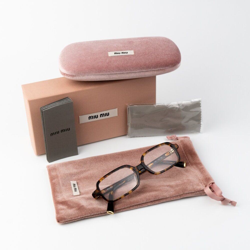New Miu Miu Mu11zs 14l08n Regard Havana Honey Rectangle Unisex Sunglasses